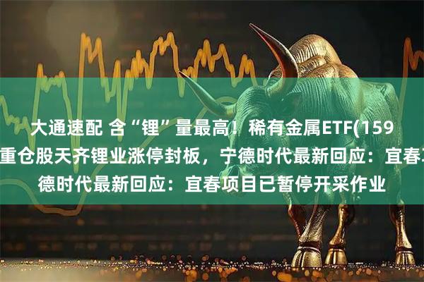 大通速配 含“锂”量最高！稀有金属ETF(159608)盘中涨超2%，重仓股天齐锂业涨停封板，宁德时代最新回应：宜春项目已暂停开采作业